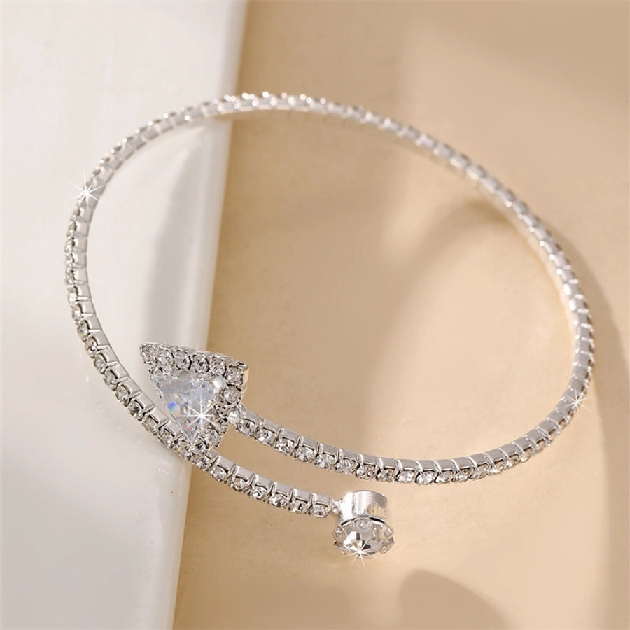 modern style simple style triangle water droplets bow knot artificial gemstones artificial pearl inlay rhinestones pearl women's bangle