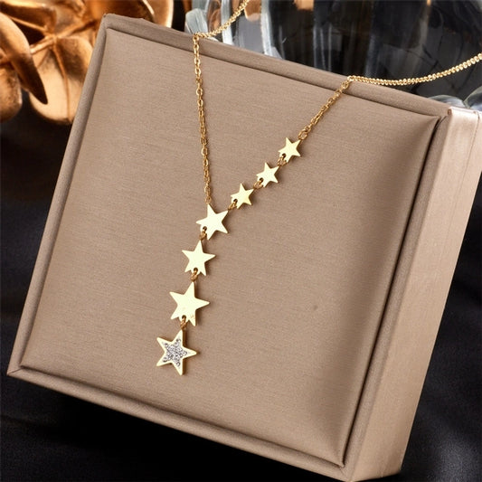 304 Stainless Steel 18K Gold Plated Fashion Star Necklace