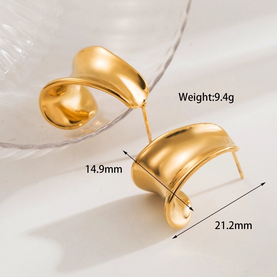 1 Pair Simple Style Commute C Shape 304 Stainless Steel 18K Gold Plated Ear Studs