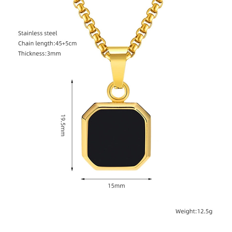 304 Stainless Steel Casual Simple Style Plating Geometric Natural Stone Pendant Necklace