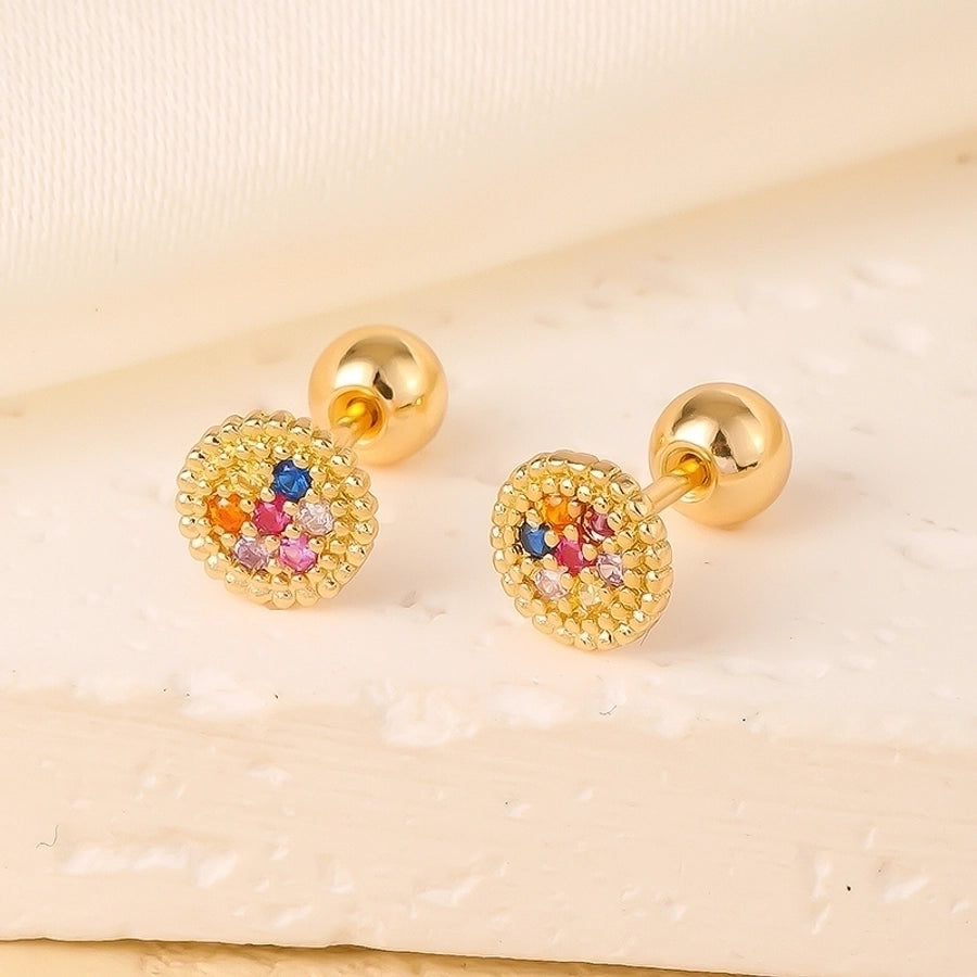 1 Pair Elegant Simple Style Geometric Heart Shape Butterfly Inlay 304 Stainless Steel Copper Zircon Gold Plated Ear Studs