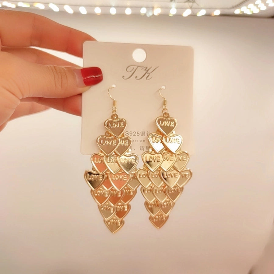 1 pair elegant star tassel heart shape inlay alloy artificial pearls rhinestones glass earrings