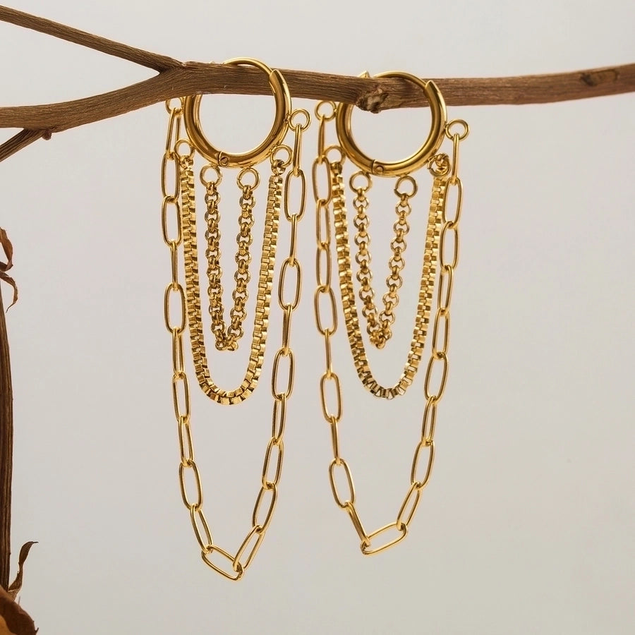 1 Pair Vintage Style Exaggerated Classic Style Tassel chain 304 Stainless Steel 18K Gold Plated Earrings