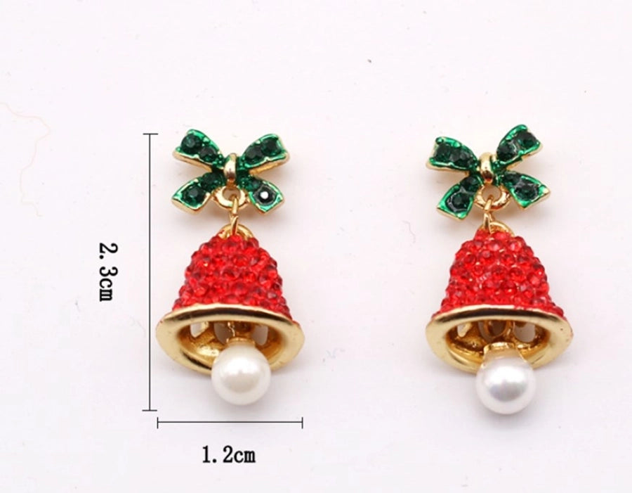jewelry cute bow knot bell alloy rhinestones enamel plating inlay drop earrings