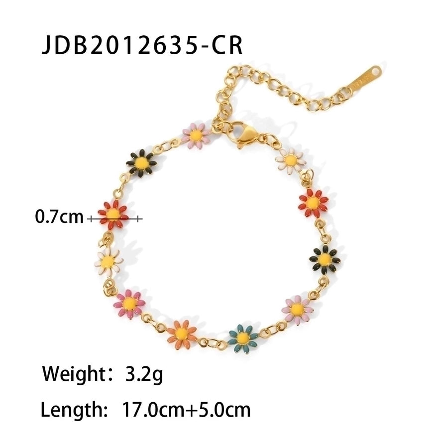 Jewelry Fashion Flower 304 Stainless Steel Gold Plated Bracelets Necklace