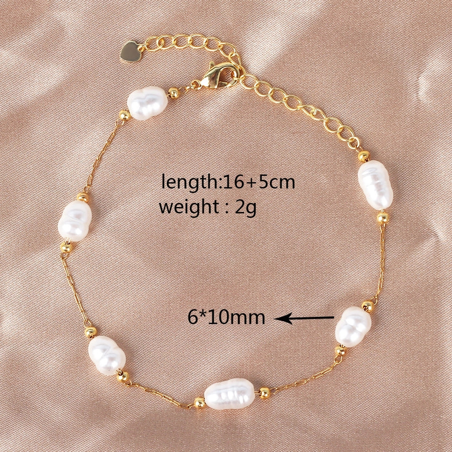 Copper 18K Gold Plated Beaded Geometric Bracelets Necklace