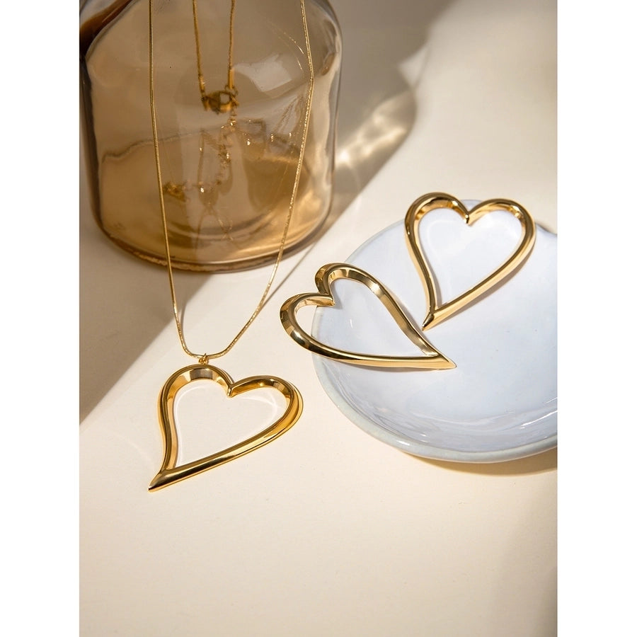Jewelry IG Style Basic Classic Style Heart Shape 304 Stainless Steel 18K Gold Plated Plating Earrings Necklace