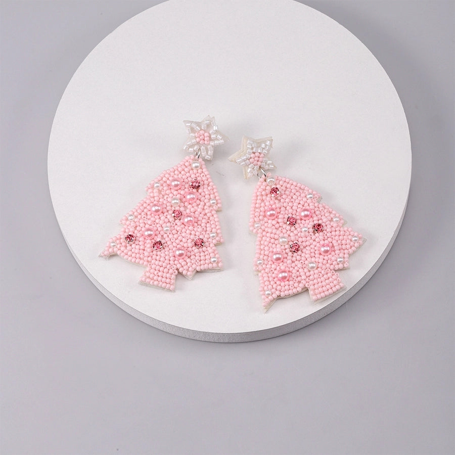 simple style classic style christmas tree inlay plastic cloth glass rhinestones silver plated drop earrings