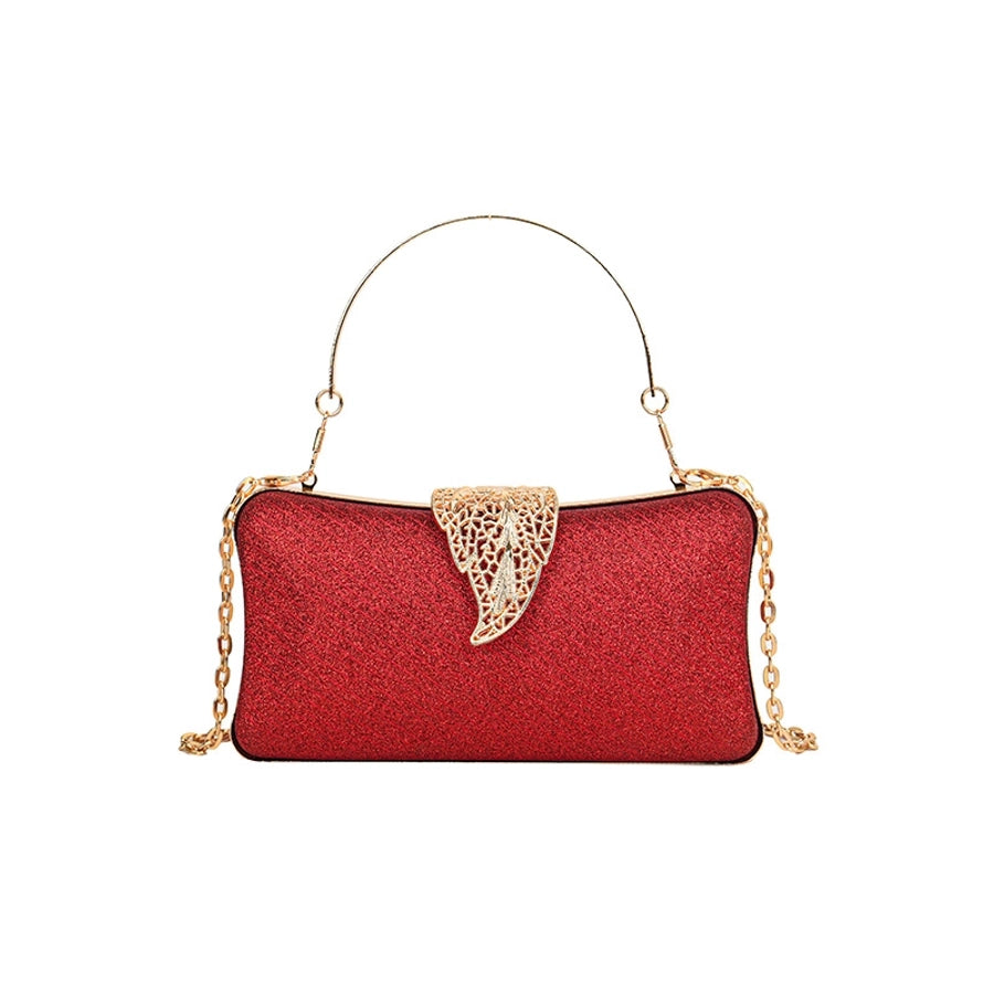 Silver Black Gold PVC Resin Fabric Solid Color Square Evening Bags