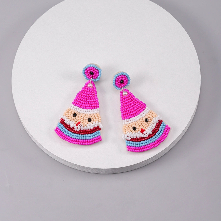 simple style classic style christmas tree inlay plastic cloth glass rhinestones silver plated drop earrings