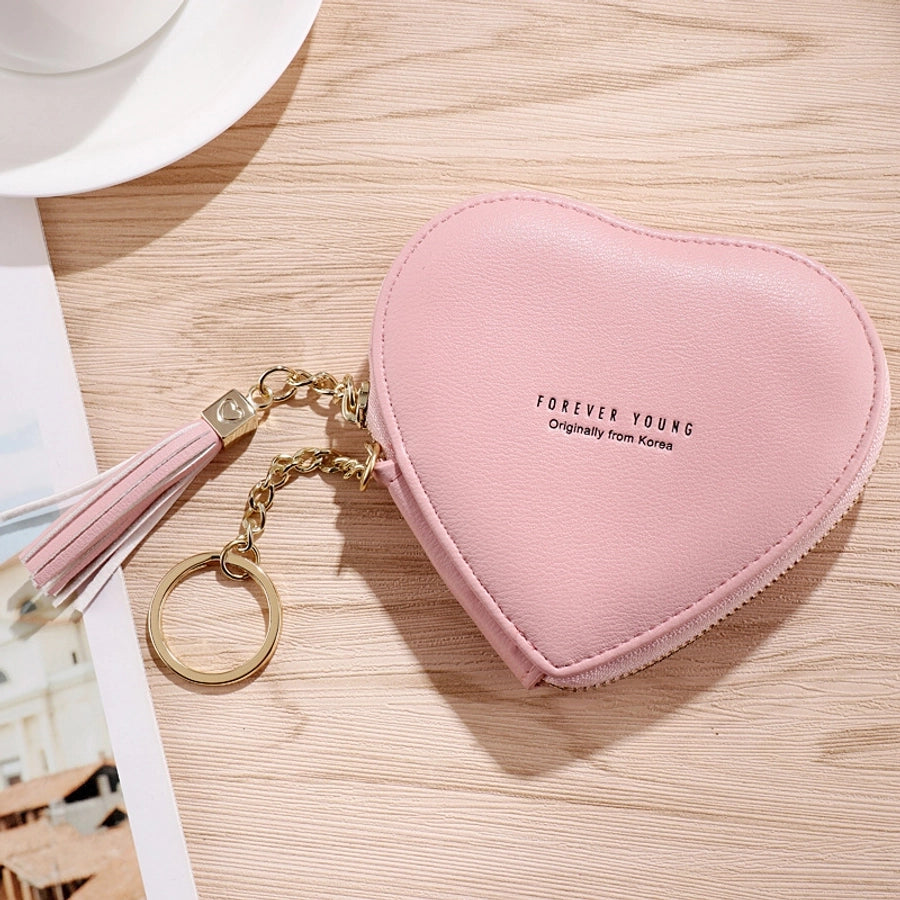 women's solid color pu leather zipper coin purses
