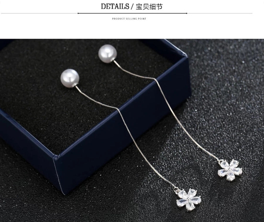 1 pair elegant star tassel heart shape inlay alloy artificial pearls rhinestones glass earrings
