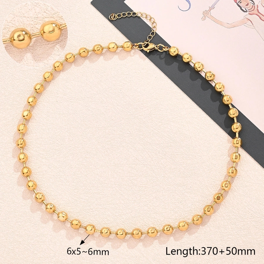 Jewelry Modern Style Simple Style Round Oval Solid Color 304 Stainless Steel 18K Gold Plated Polishing Plating Necklace