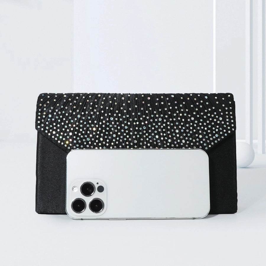 Women's black evening bag fashion clutch high-end banquet party banquet hot rhinestone evening bag bridesmaid bag