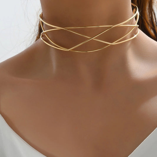 Elegant Streetwear Geometric Alloy  Choker