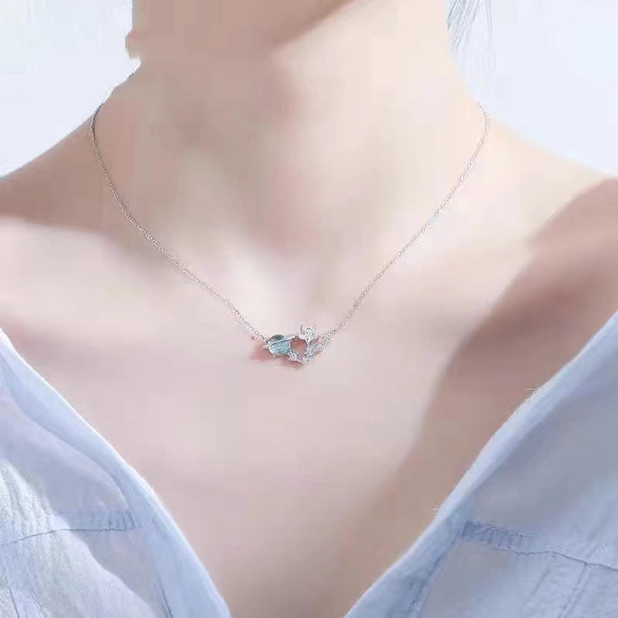 jewelry novelty planet alloy artificial gemstones pendant necklace