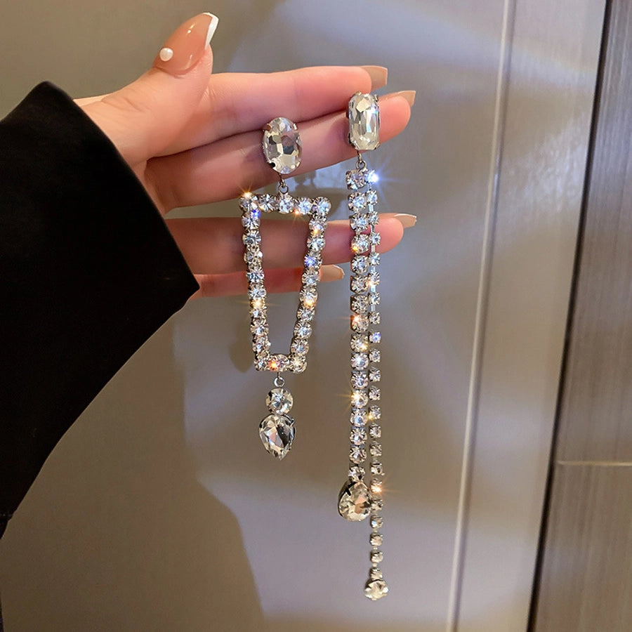 1 pair elegant sweet flower plating inlay alloy rhinestones drop earrings