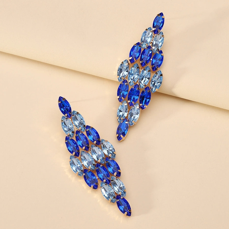 1 pair glam classic style leaves inlay ferroalloy copper alloy rhinestones dangling earrings