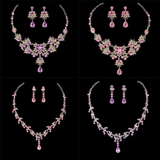 Simple Style Heart Shape Zinc alloy Inlay Artificial Crystal Women'S Jewelry Set
