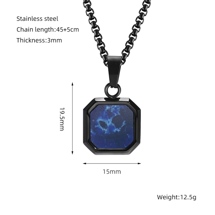 304 Stainless Steel Casual Simple Style Plating Geometric Natural Stone Pendant Necklace