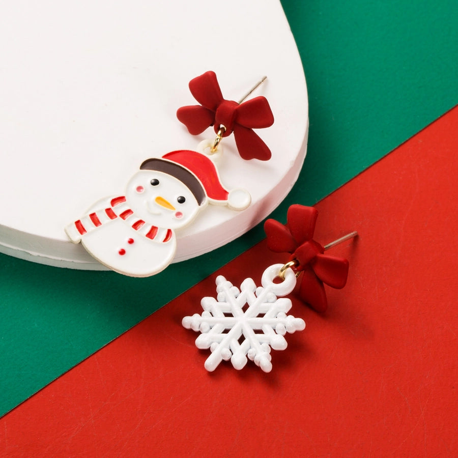 1 pair cute christmas streetwear christmas tree santa claus christmas socks enamel inlay alloy rhinestones drop earrings