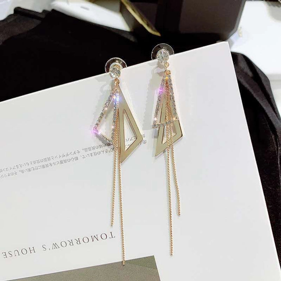 1 pair elegant star tassel heart shape inlay alloy artificial pearls rhinestones glass earrings