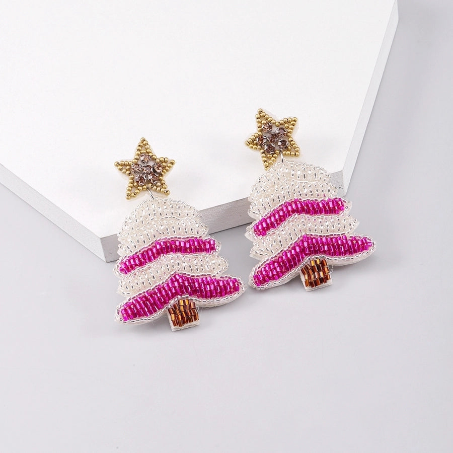 simple style classic style christmas tree inlay plastic cloth glass rhinestones silver plated drop earrings