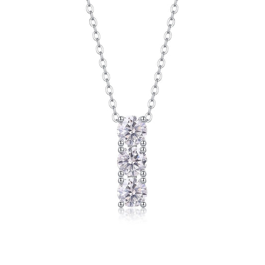 Sterling Silver Moissanite Inlay Geometric GRA Certificate Pendant Necklace