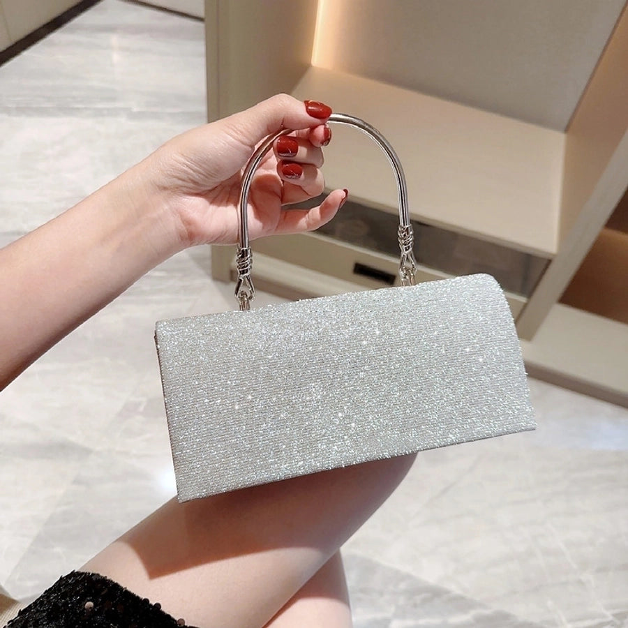 gold silver polyester solid color rhinestone square evening bags