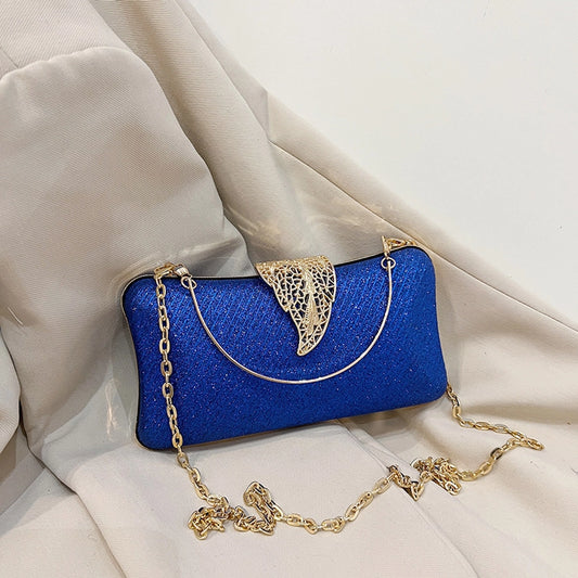 Silver Black Gold PVC Resin Fabric Solid Color Square Evening Bags