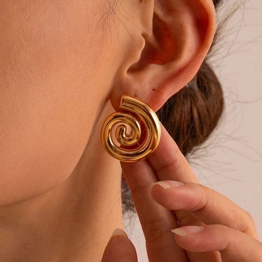 1 Pair Vintage Style Luxurious Solid Color Plating 304 Stainless Steel 18K Gold Plated Ear Studs