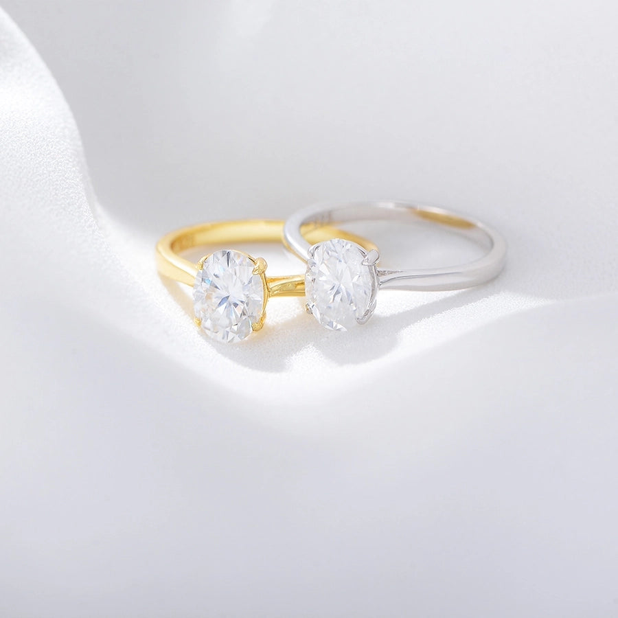 simple style commute oval sterling silver inlay zircon rings