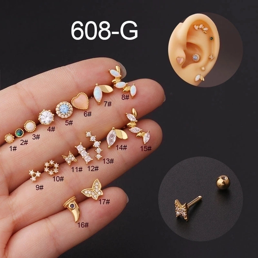 Ear Cartilage Rings & Studs Geometric 316L Stainless Steel  Copper Plating