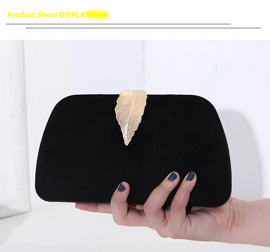 new fashion elegant evening bag velvet metal leaf dress with banquet clutch small square bag for women