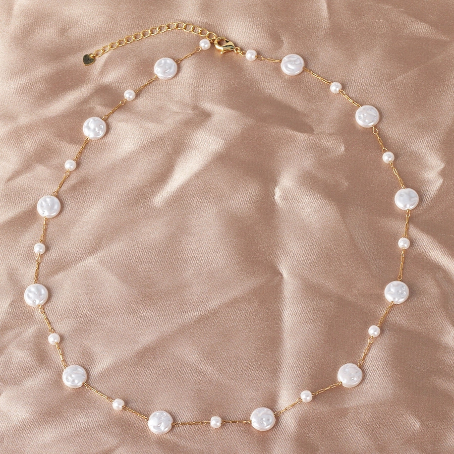Copper 18K Gold Plated Beaded Geometric Bracelets Necklace