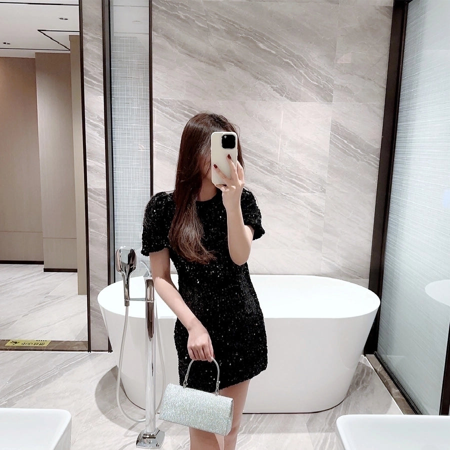 gold silver polyester solid color rhinestone square evening bags