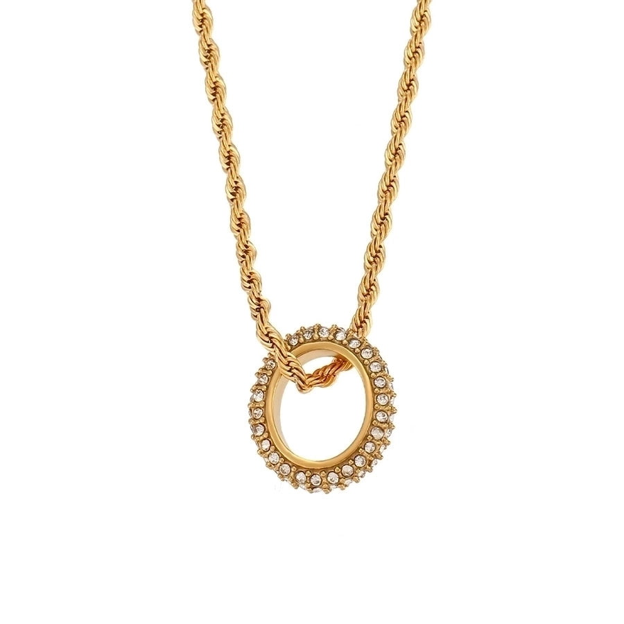 Jewelry Basic Round 304 Stainless Steel 18K Gold Plated Inlaid Zircon Necklace