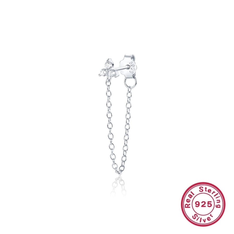1 piece simple style classic style flower snake lightning plating inlay sterling silver zircon 18k gold plated white gold plated drop earrings