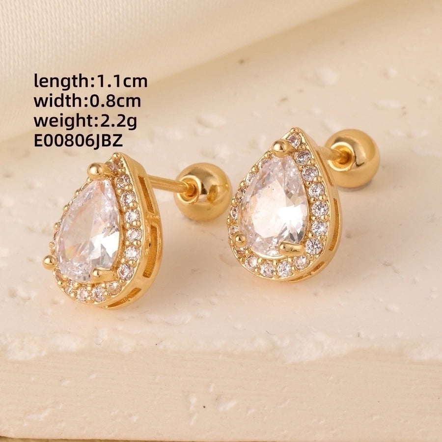 1 Pair Elegant Simple Style Geometric Heart Shape Butterfly Inlay 304 Stainless Steel Copper Zircon Gold Plated Ear Studs
