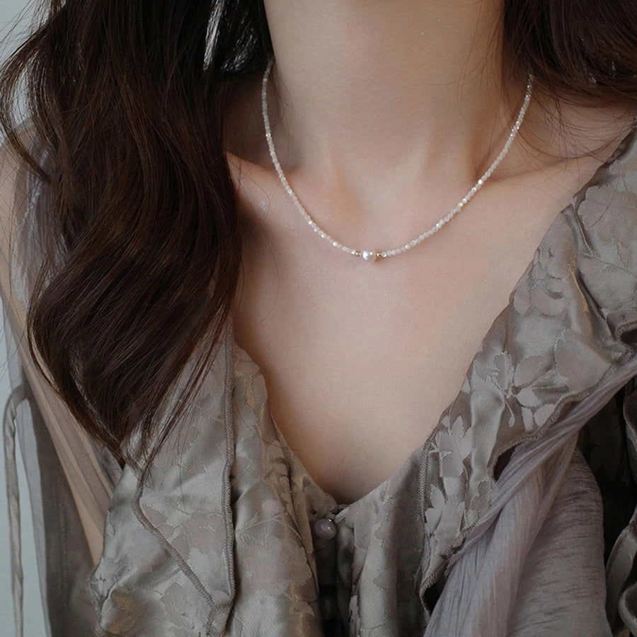 simple style geometric freshwater pearl necklace