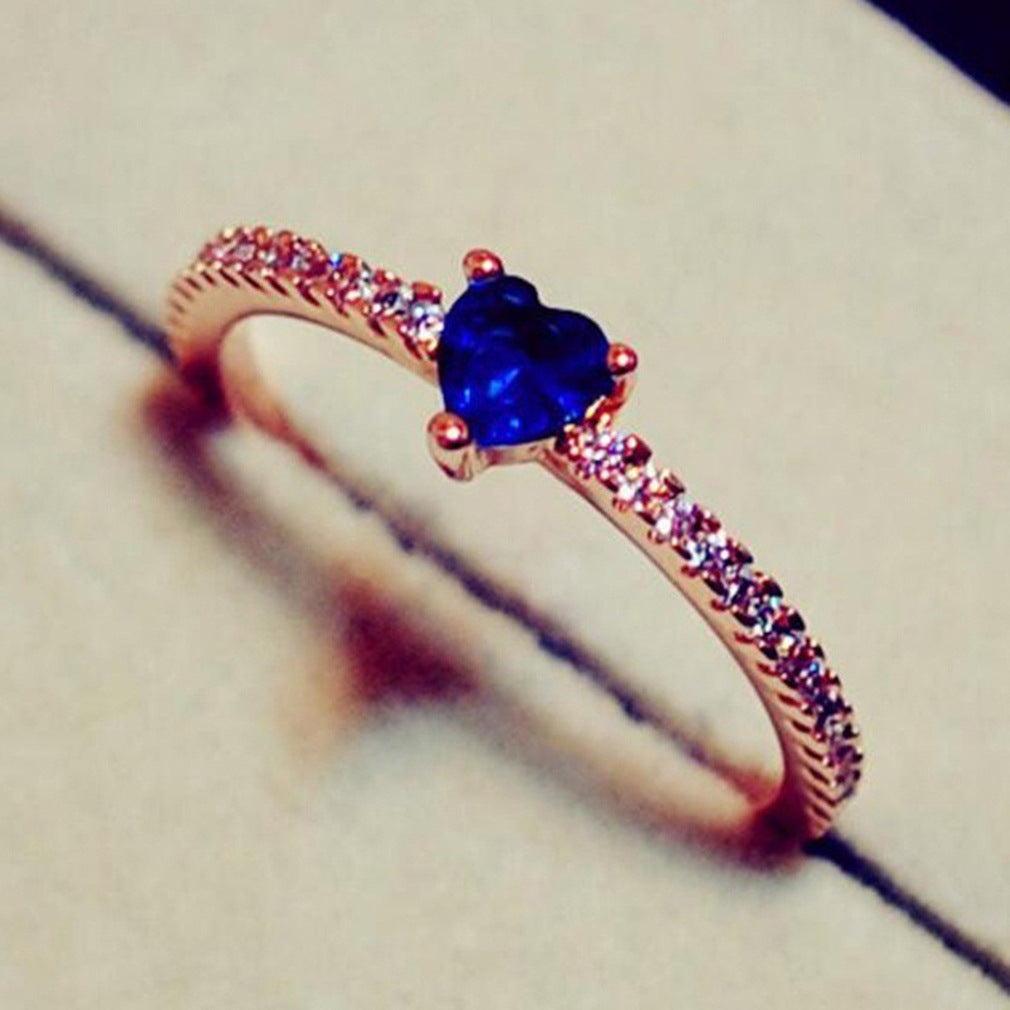 1 piece simple style heart shape alloy plating inlay artificial gemstones women's rings