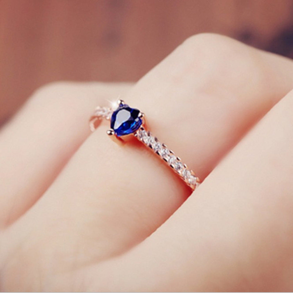 1 piece simple style heart shape alloy plating inlay artificial gemstones women's rings