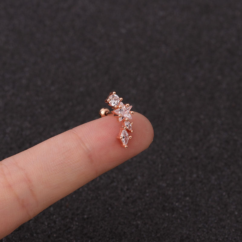 Ear Cartilage Rings & Studs Fashion Geometric 316L Stainless Steel  Copper Inlaid Zircon