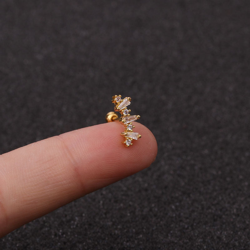 Ear Cartilage Rings & Studs Fashion Geometric 316L Stainless Steel  Copper Inlaid Zircon