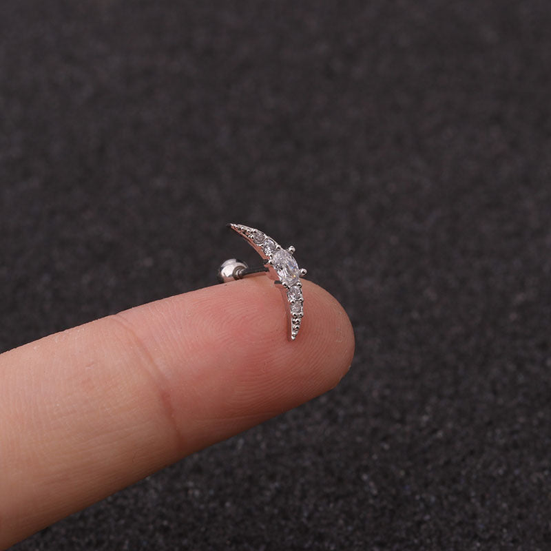 Ear Cartilage Rings & Studs Fashion Geometric 316L Stainless Steel  Copper Inlaid Zircon