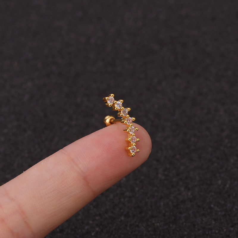 Ear Cartilage Rings & Studs Fashion Geometric 316L Stainless Steel  Copper Inlaid Zircon