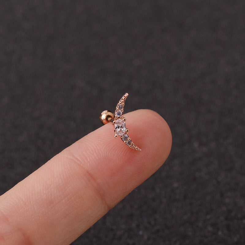 Ear Cartilage Rings & Studs Fashion Geometric 316L Stainless Steel  Copper Inlaid Zircon