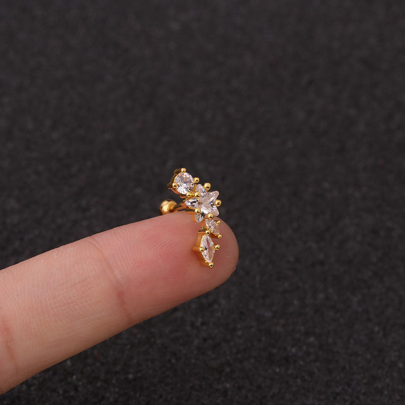 Ear Cartilage Rings & Studs Fashion Geometric 316L Stainless Steel  Copper Inlaid Zircon