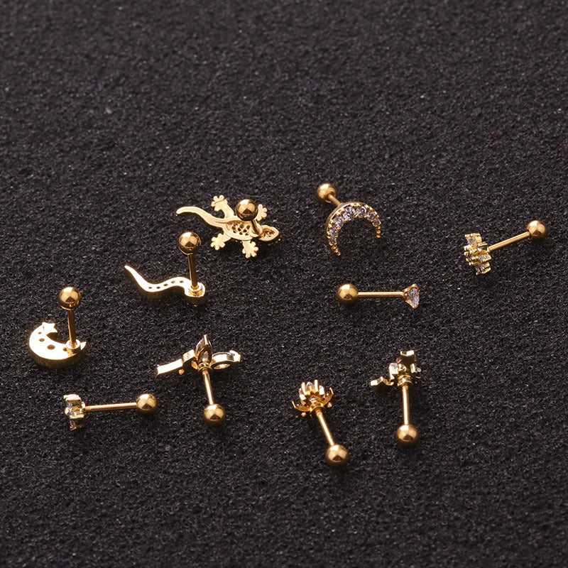 Ear Cartilage Rings & Studs Ethnic Style Animal 316L Stainless Steel  Copper