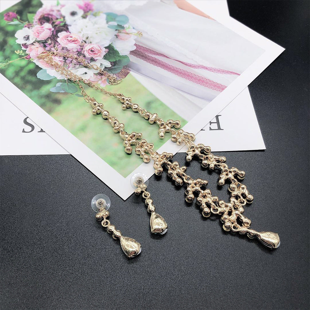 Shiny Round Water Droplets Alloy Plating Inlay Rhinestones Women's Jewelry Set